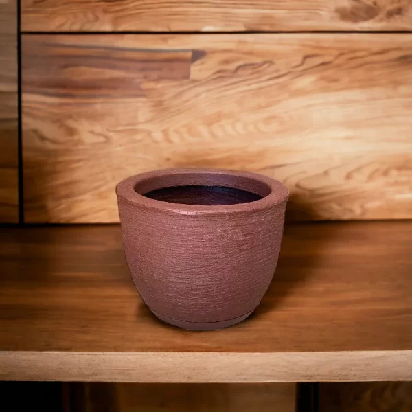 Vaso Decorativo Planta ou Flor Polietileno Bojo Redondo Riscado - Imagem 2