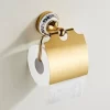 Porta Papel Higiênico Vintage Retrô Dourado Ouro comPorcelana