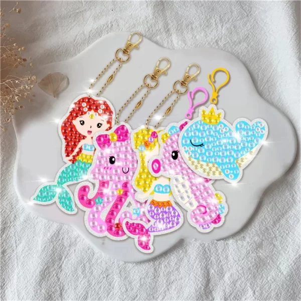 Pintura Diamante Chaveiro Kit com 3 Unidades Diversos Modelos - Imagem 3