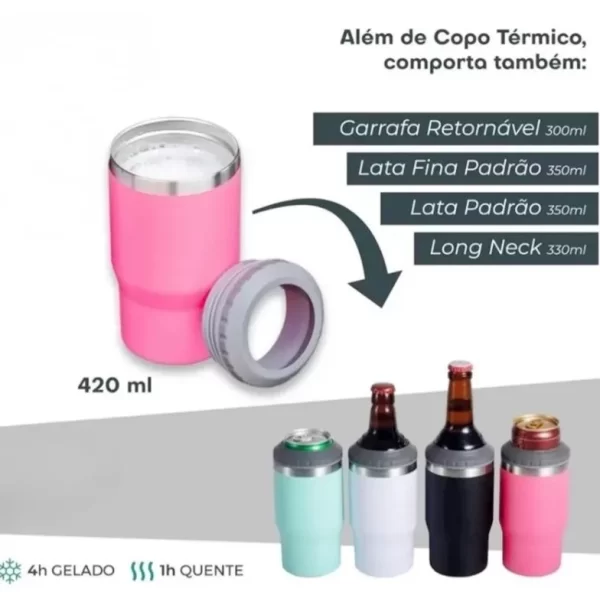 Copo Térmico com Abridor Porta Cerveja Garrafa - Imagem 2