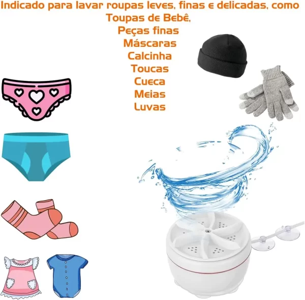 Mini Máquina de Lavar Roupas Panos Toalhas no Balde USB - Imagem 2