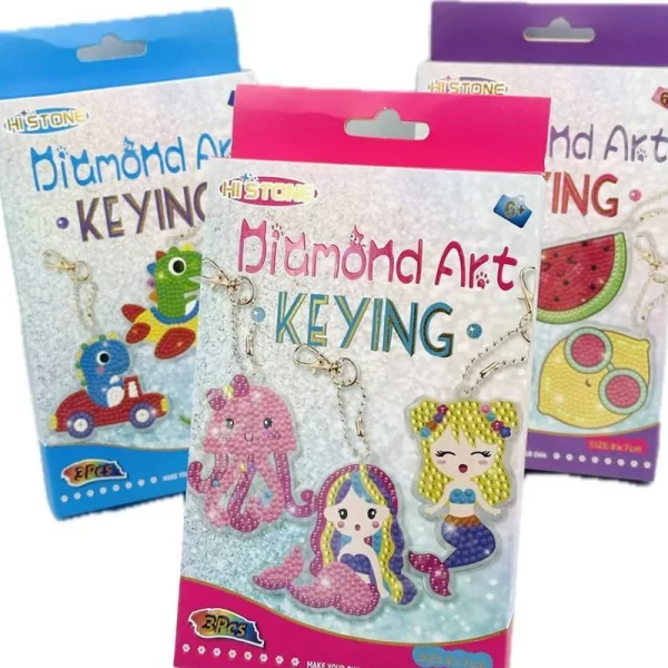 Pintura Diamante Chaveiro Kit com 3 Unidades Diversos Modelos - Imagem 4