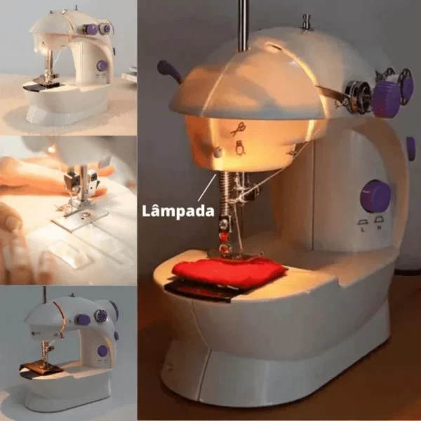 Mini Máquina Costura Portátil Com Pedal Elétrica Bivolt 110V/220V - Imagem 6