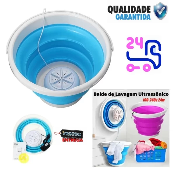 Mini Máquina De Lavar Portátil Ultrassônica Lavanderia Branco USB - Imagem 3