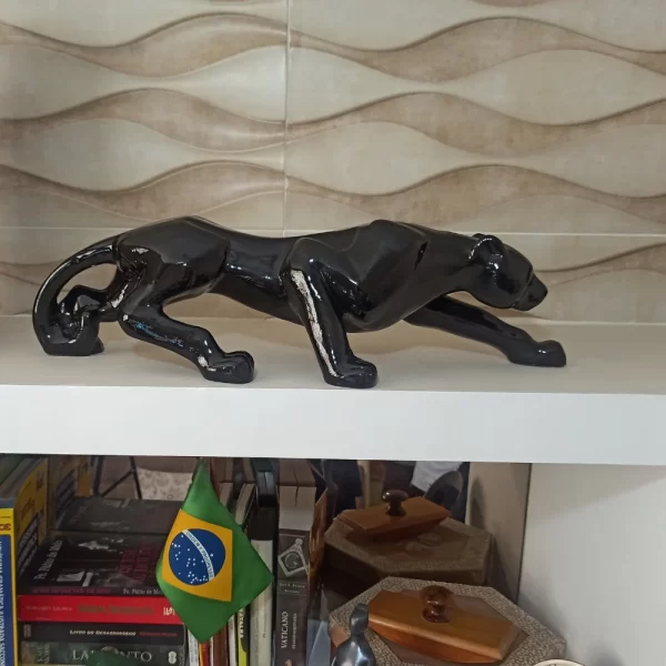 Escultura Pantera Preto Cadillac Cerâmica - 58cm - Imagem 4
