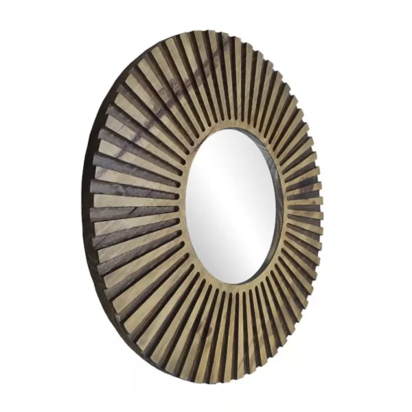 Espelho Redondo Decorativo Madeira Envernizada 52cm - Imagem 5