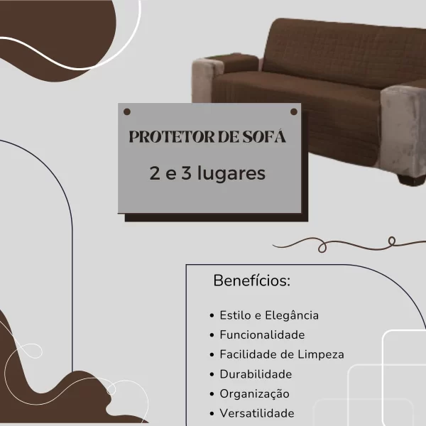 Capa Protetora Exclusiva para Sofá Matelado - 2 e 3 Lugares - Cor Tabaco - Imagem 2