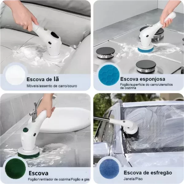 Esfregão Elétrico Mop Escova De Limpeza 360 Giratoria Usb - Imagem 3