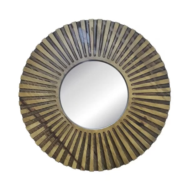 Espelho Redondo Decorativo Madeira Envernizada 52cm - Imagem 4