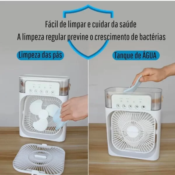 Ventilador Portátil 3 Em 1 Mini Ar Condicionado Umidificador E Climatizador Com LED Tanque De Água - Imagem 4