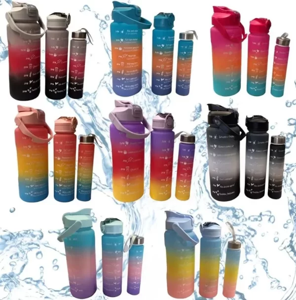 KIT 3 GARRAFAS 2Litros 900ml 300ml Squeeze Fases Motivadoras Adesivos 2D 3D - Imagem 5