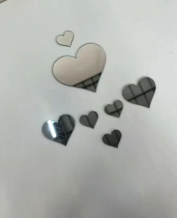 Espelhos Decorativo Coração Quarto Sala Cozinha 7 Pçs - Imagem 2