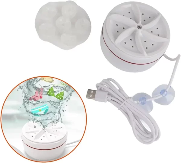 Mini Máquina de Lavar Roupas Panos Toalhas no Balde USB - Imagem 5