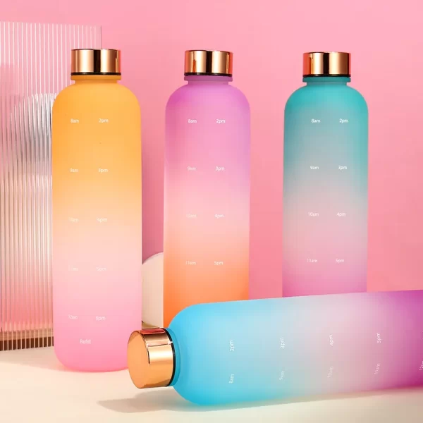 Garrafa De Água Fosca 1000 Ml Copo De Plástico Com Tampa Fosco - Imagem 2