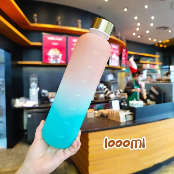 Garrafa De Água Fosca 1000 Ml Copo De Plástico Com Tampa Fosco - Imagem 4
