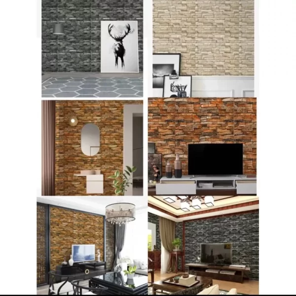 Kit com 20 Unidades de Placas de Papel 3D Auto Adesivo para Parede - Estilo Madeira - Imagem 2