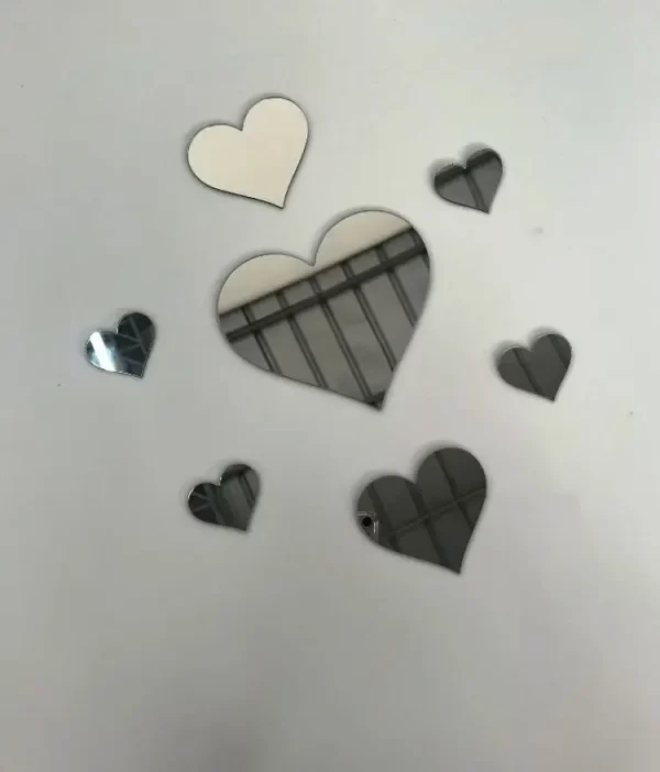 Espelhos Decorativo Coração Quarto Sala Cozinha 7 Pçs - Imagem 3
