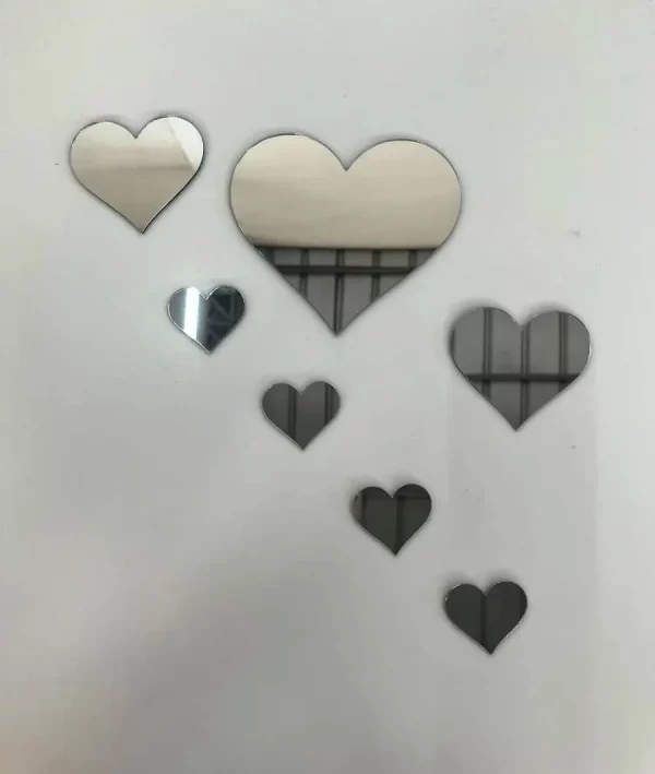 Espelhos Decorativo Coração Quarto Sala Cozinha 7 Pçs