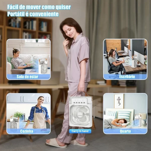 Mini Ventilador Refrigerador De Ar Com 5 Furos, Silencioso, Umidificador Portátil, Spray, Refrigerado A Água - Imagem 4