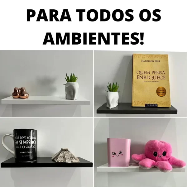 Kit PRATELEIRAS de Decoração em MDF + Suporte Resistente Incluso - Imagem 3