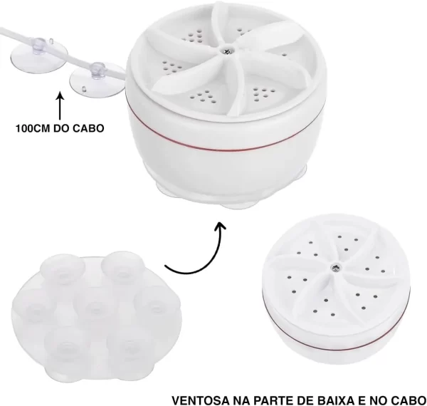 Mini Máquina de Lavar Roupas Panos Toalhas no Balde USB - Imagem 4