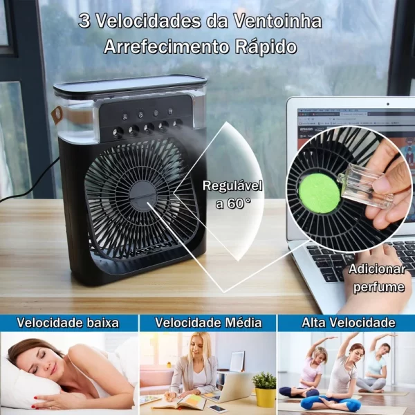 Mini Ventilador Com 5 Furos, Ar Condicionado Pequeno, Umidade E Umidificador, Refrigerador De Ar Silencioso - Imagem 2