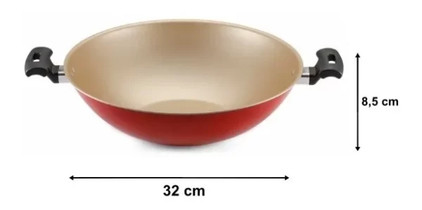 Panela Wok Com Tampa Vidro Antiaderente Premium 32cm Panelux - Imagem 3