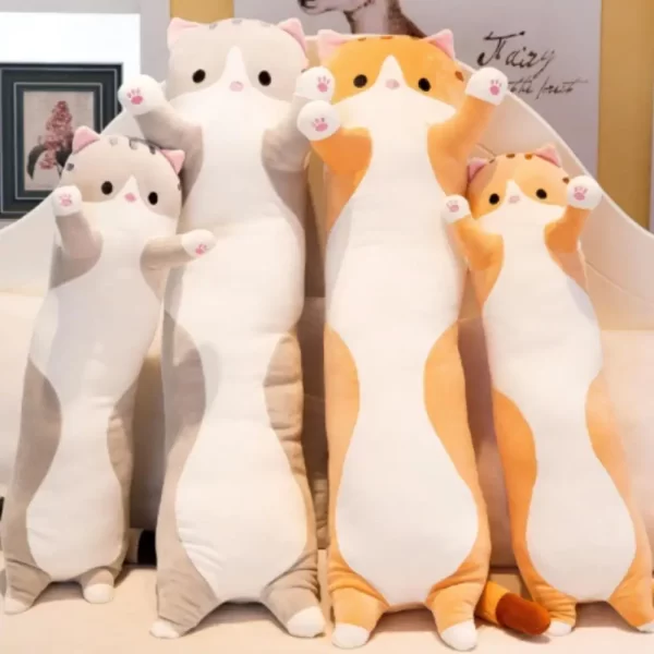 Almofada Travesseiro Xuxão Pelucia Gato Gatinho 130cm Cinza - Imagem 4