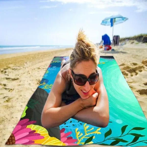 Toalha de Microfibra Ultra Absorvente de Praia, Secagem Rápida - Imagem 3