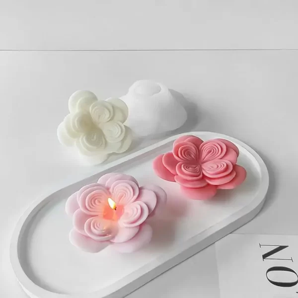 Molde de Silicone Rose Shape Candle - Imagem 2