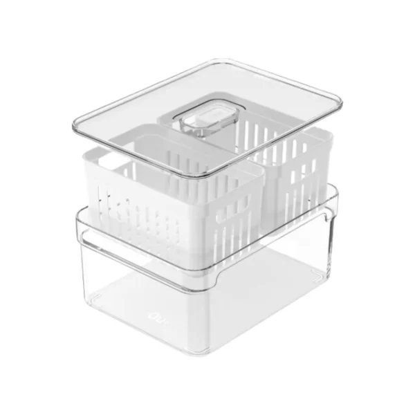 Organizador De Geladeira C/ Cesto Duplo 2,2 Litros Clear Fresh Branco Ou - Imagem 5