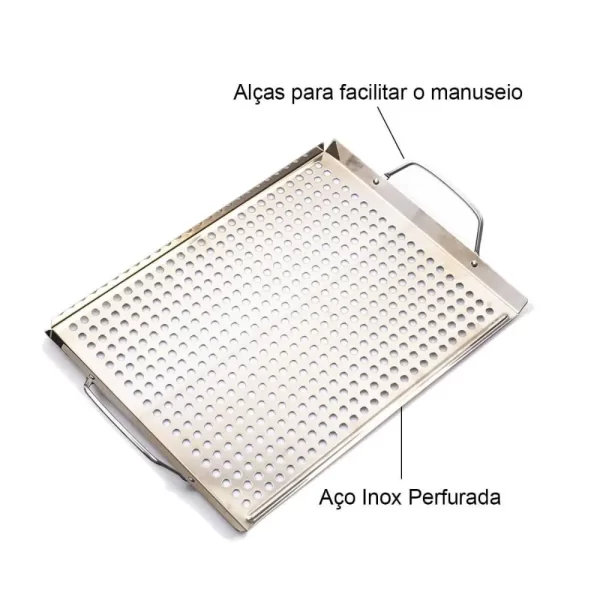 Jogo para Churrasco Bandeja Wok Faca e Chaira 4 peças Prana - Imagem 4