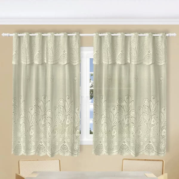 Cortina de Cozinha em Renda com Tulipas 2 x 1,3 m + 30cm Bandô - Imagem 2