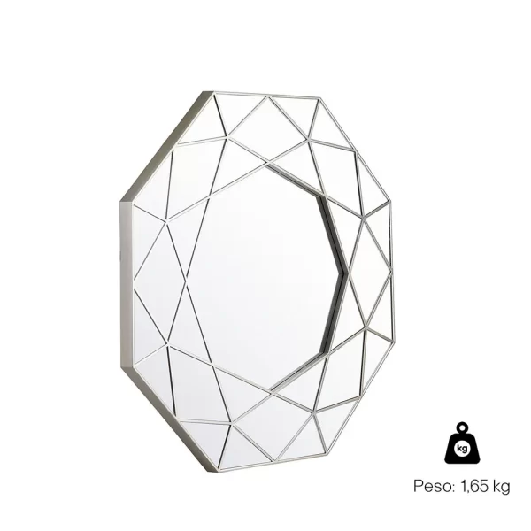 Espelho Decorativo Urban Octogonal 55x55x2,5 cm Prata - Imagem 3
