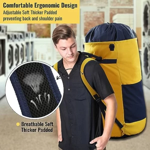 Bolsa Cesta de Lavanderia Extra Grande com Alças de Ombro -125l - Imagem 6