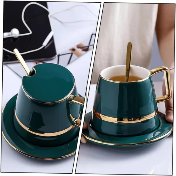 Vintage Cerâmica Café Caneca Conjunto com Tampa - Imagem 6