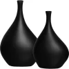 Dupla de Vasos de Cerâmica Preto Fosco Cristal Decoração de Sala