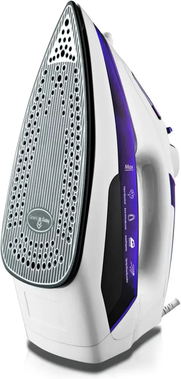 Ferro A Vapor Expresso Cerâmico, Branco, Lilás, 1200W, 127V, F-40, Ferrosasteam - Imagem 3