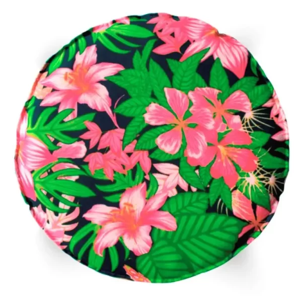 Almofada Futton Turco Redonda 45x45cm Tropical Preto - Imagem 2