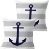 Kit 2 Capas De Almofadas Âncora Azul Navegação Marítima