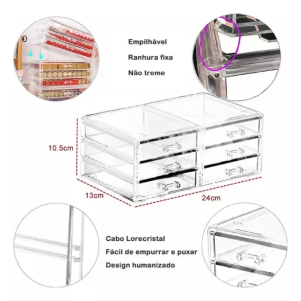 Maquiagem Box Acrílico Transparente - Imagem 4