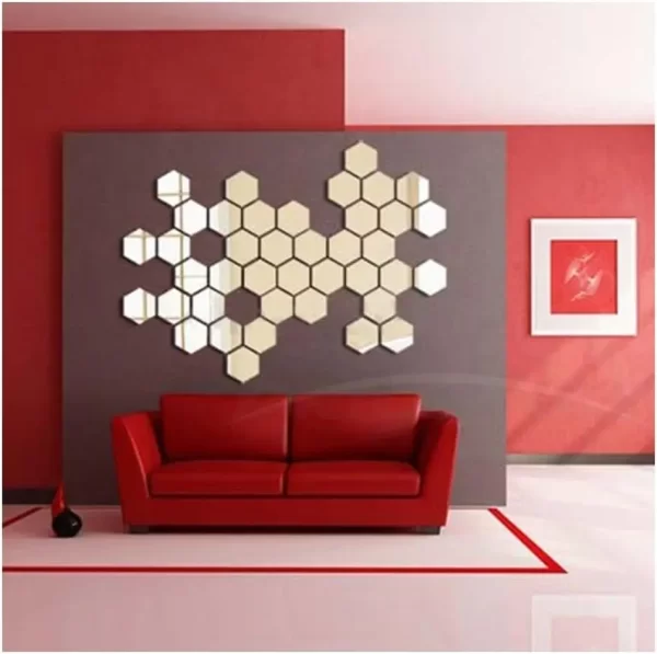 Hexagonal Espelho Adesivos De Parede 12 Pcs - Imagem 5