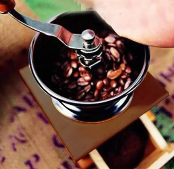 Moedor De Café Manual Cerâmico Com Manivela, Estilo Retro, Cerâmica, Madeira, Grão - Imagem 4