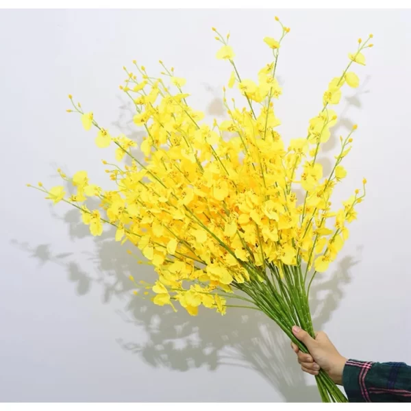 Flores Artificiais Orquídea Chuva de Ouro c/1 Ramo de 5 Galhos 95 cm - Imagem 3