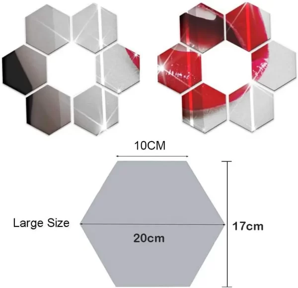 Hexagonal Espelho Adesivos De Parede 12 Pcs - Imagem 3