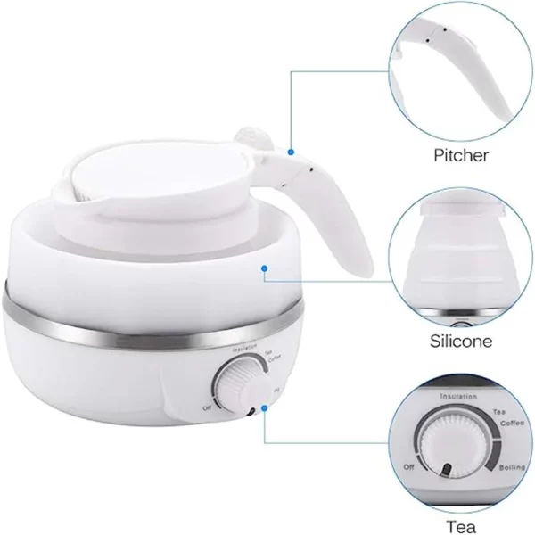 Chaleira Elétrica Portátil Dobrável de Silicone Dobrável com Plugue 110 V EUA - Imagem 2
