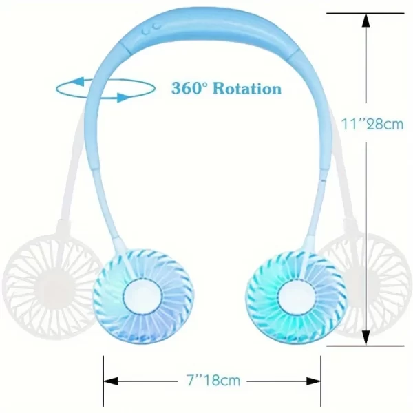Ventilador Portátil Do Pescoço Com Aromaterapia, LED-Bateria De Lítio Recarregável, Rotação 360 ° - Imagem 3