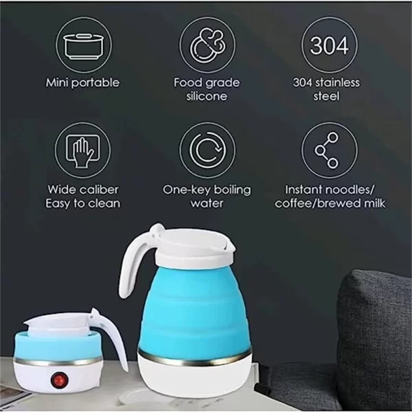 Chaleira Elétrica Portátil Dobrável de Silicone Dobrável com Plugue 110 V EUA - Imagem 4