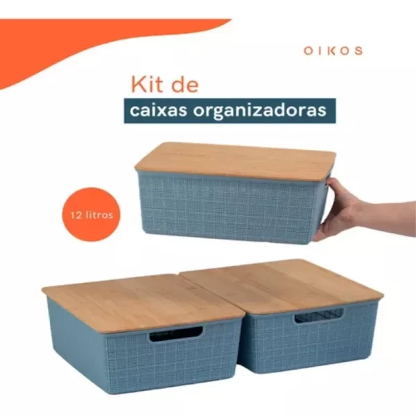 Organizador com Tampa de Bambu 12L - Imagem 2
