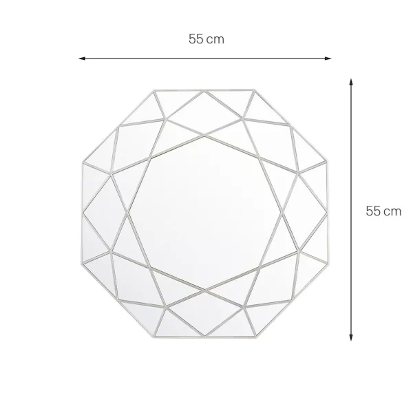 Espelho Decorativo Urban Octogonal 55x55x2,5 cm Prata - Imagem 2